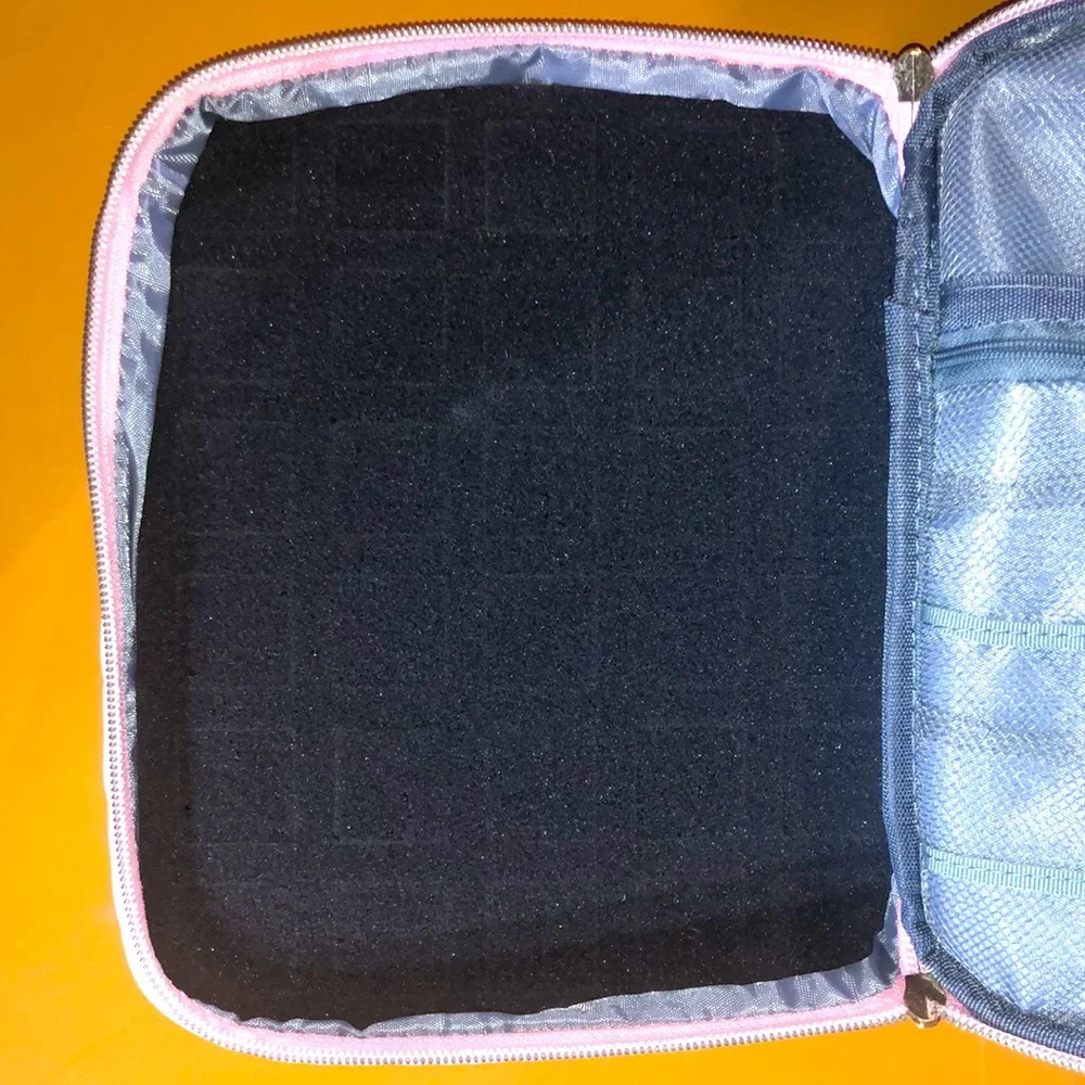 Pink quilted manicure and cosmetics bag